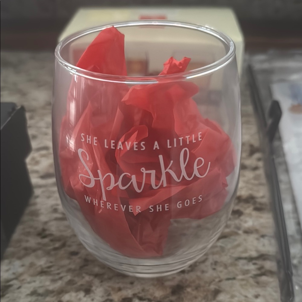 Clear Wine Glass with saying